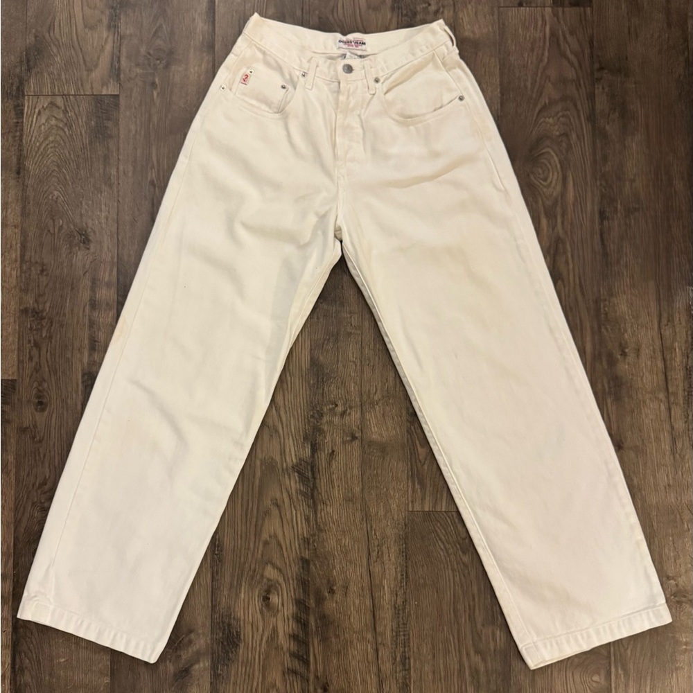 Vintage Guess High Rise White Jeans Womens 28 Straight Leg 90s Denim Triangle